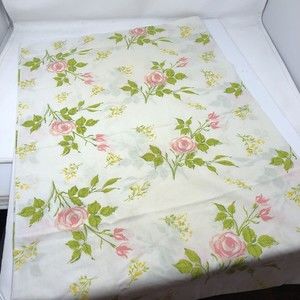 Vintage Morgan Jones Standard‎ Pillowcase Cream W/Pink Roses 50/50 Cotton 31x20
